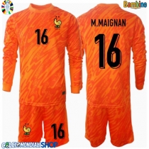 Maglie da calcio Francia Mike Maignan #16 Portiere Seconda Maglia Bambino Europei 2024 Manica Lunga (+ Pantaloni corti)